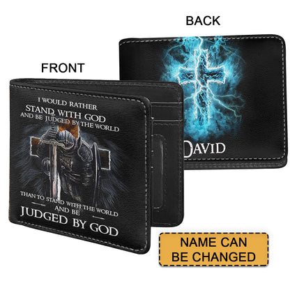 Personalized Men's Wallet - Valor of Faith Bible Cover with Electrified Cross Design | CHRISTIANARTBAG CABW06200524