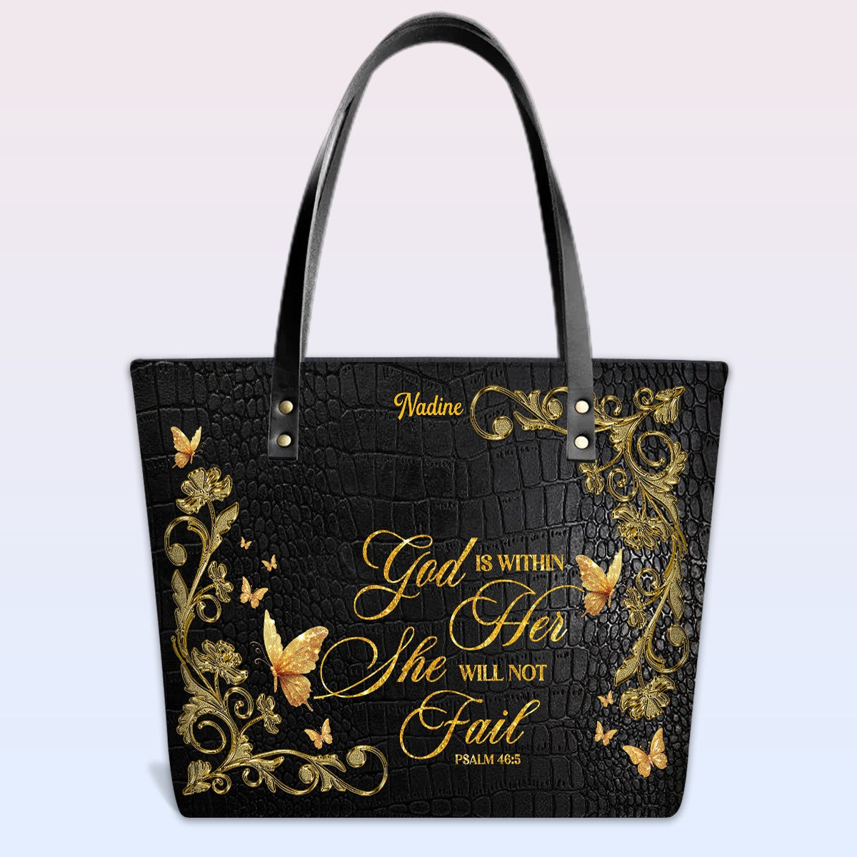 Personalized Leather Tote Bag with Bible Verses – Custom Faith-Inspired Leather TOTE Bag | CHRISTIANARTBAG CAB01040126