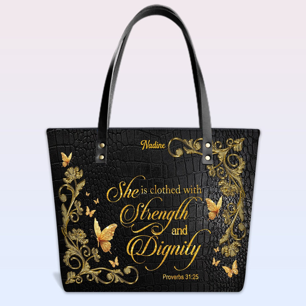 Personalized Leather Tote Bag with Bible Verses – Custom Faith-Inspired Leather TOTE Bag | CHRISTIANARTBAG CAB01040126