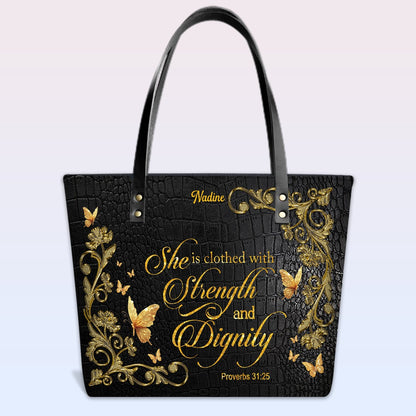 Personalized Leather Tote Bag with Bible Verses – Custom Faith-Inspired Leather TOTE Bag | CHRISTIANARTBAG CAB01040126