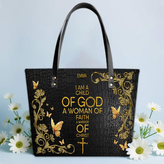 Personalized Leather Tote Bag with Bible Verses – I Know The Plans I Have For You – Custom Faith-Inspired Leather TOTE Bag | CHRISTIANARTBAG Leather TOTE Bag CAB016625