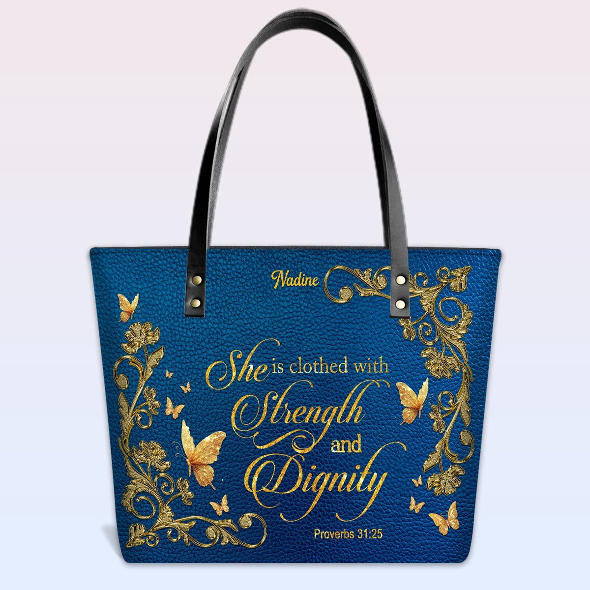 Personalized Leather Tote Bag with Bible Verses – Custom Faith-Inspired Leather TOTE Bag | CHRISTIANARTBAG CAB01040126