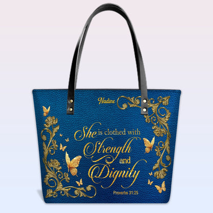 Personalized Leather Tote Bag with Bible Verses – Custom Faith-Inspired Leather TOTE Bag | CHRISTIANARTBAG CAB01040126