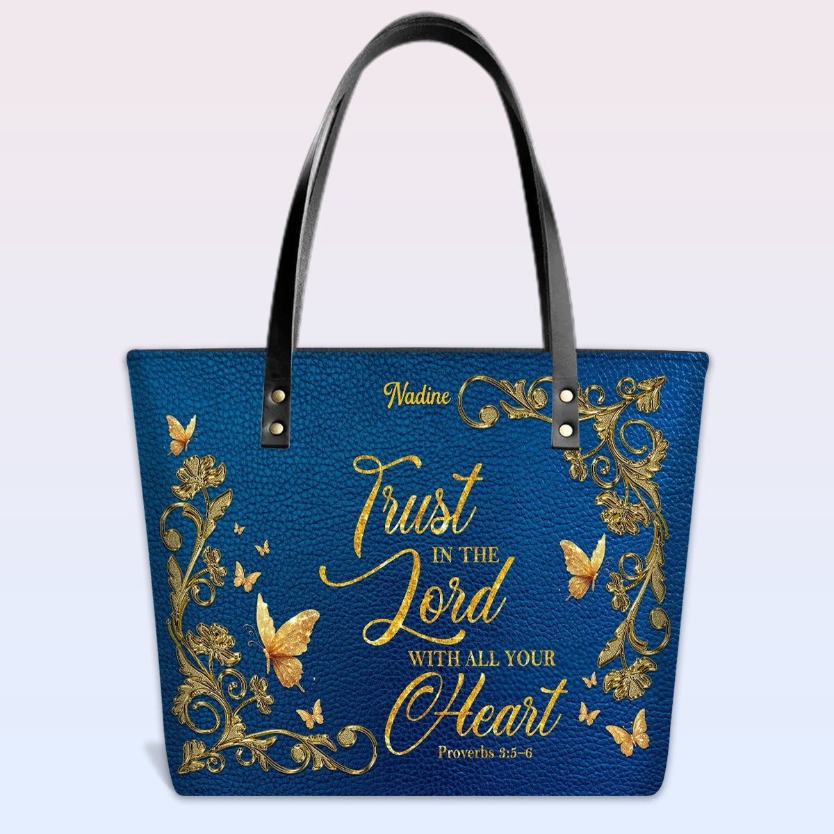 Personalized Leather Tote Bag with Bible Verses – Custom Faith-Inspired Leather TOTE Bag | CHRISTIANARTBAG CAB01040126