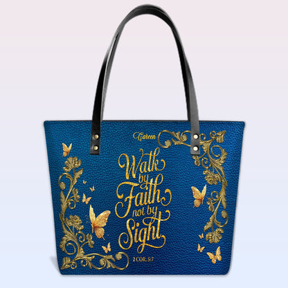 Personalized Leather Tote Bag with Bible Verses – Custom Faith-Inspired Leather TOTE Bag | CHRISTIANARTBAG CAB01040126