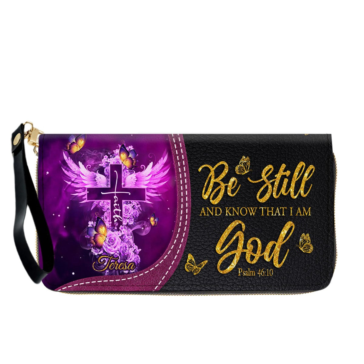 Personalized Christian Leather Handbag by CHRISTIANARTBAG - Custom Bible Verse Cross & Wings Design - Faith-Based Gift for Women CAB0141726