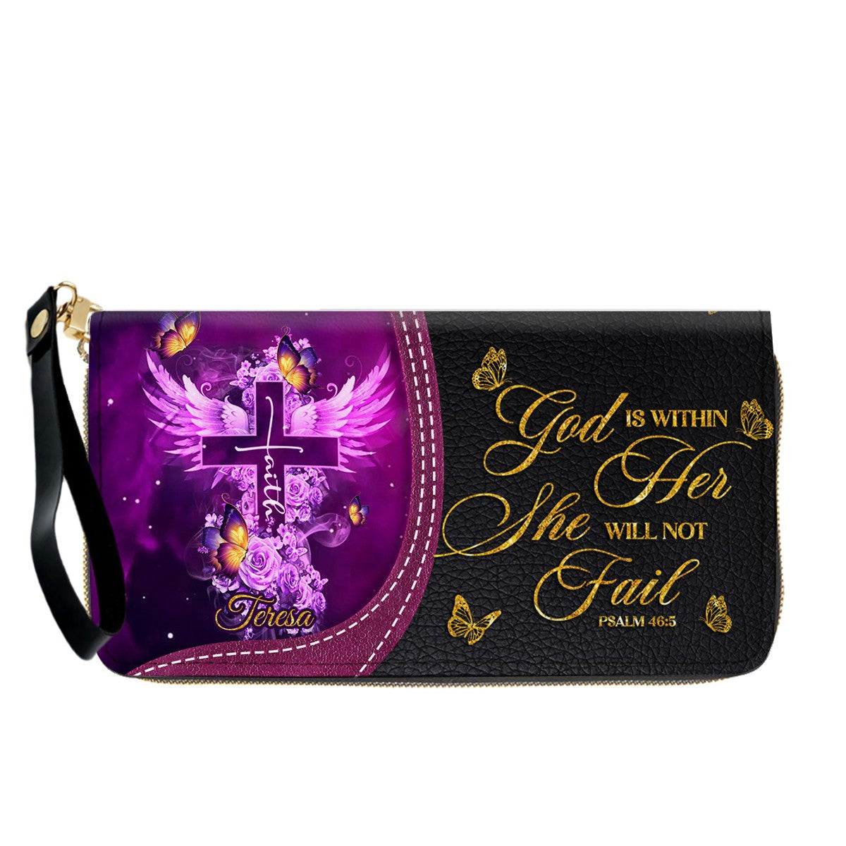 Personalized Christian Leather Handbag by CHRISTIANARTBAG - Custom Bible Verse Cross & Wings Design - Faith-Based Gift for Women CAB0141726