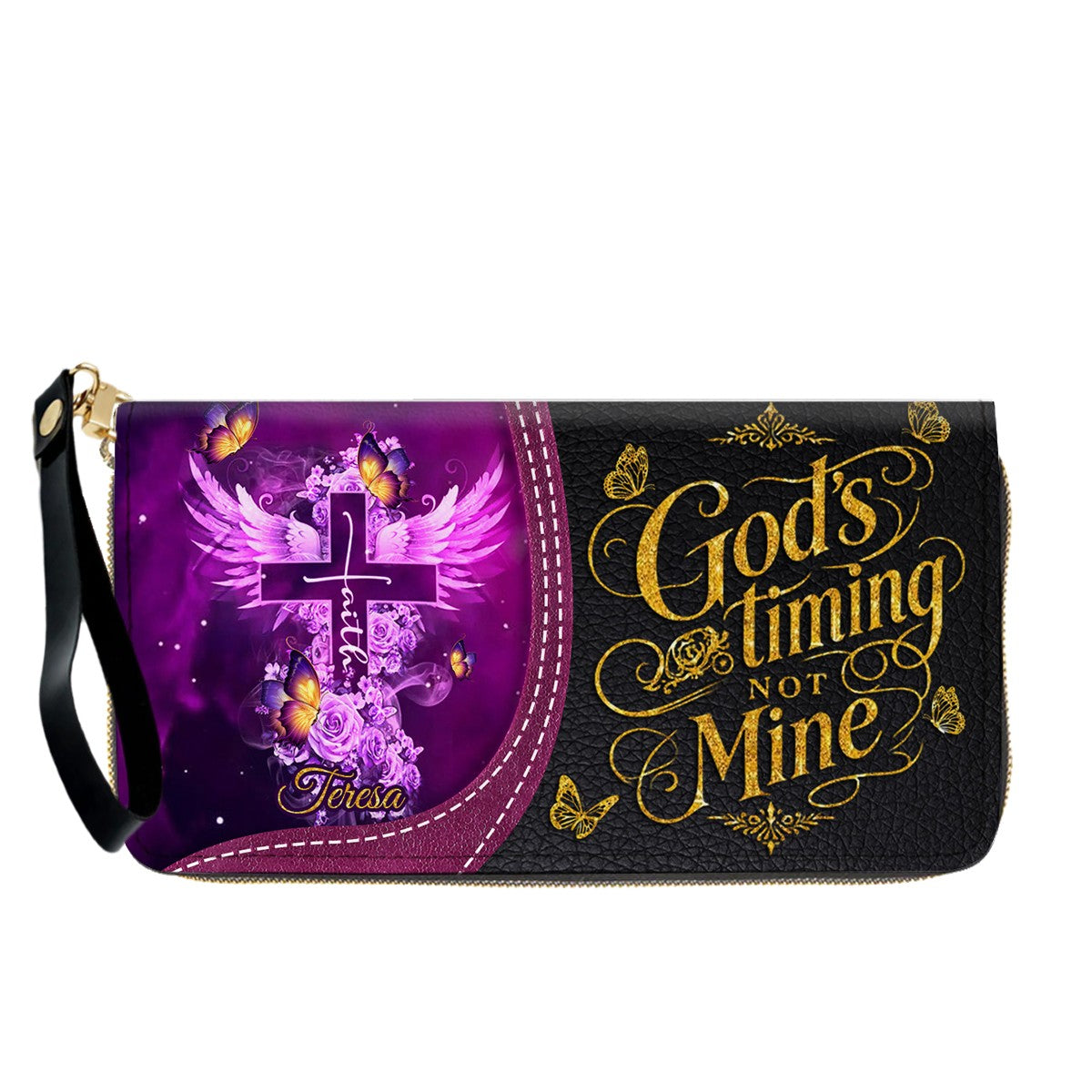 Personalized Christian Leather Handbag by CHRISTIANARTBAG - Custom Bible Verse Cross & Wings Design - Faith-Based Gift for Women CAB0141726