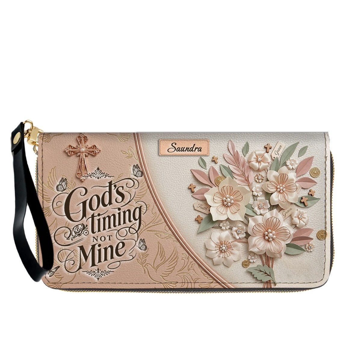 CHRISTIANARTBAG Personalized Leather Handbag and Wallet Set | Beige Custom Name Cross Purse & Long Wristlet Clutch CAB01061626