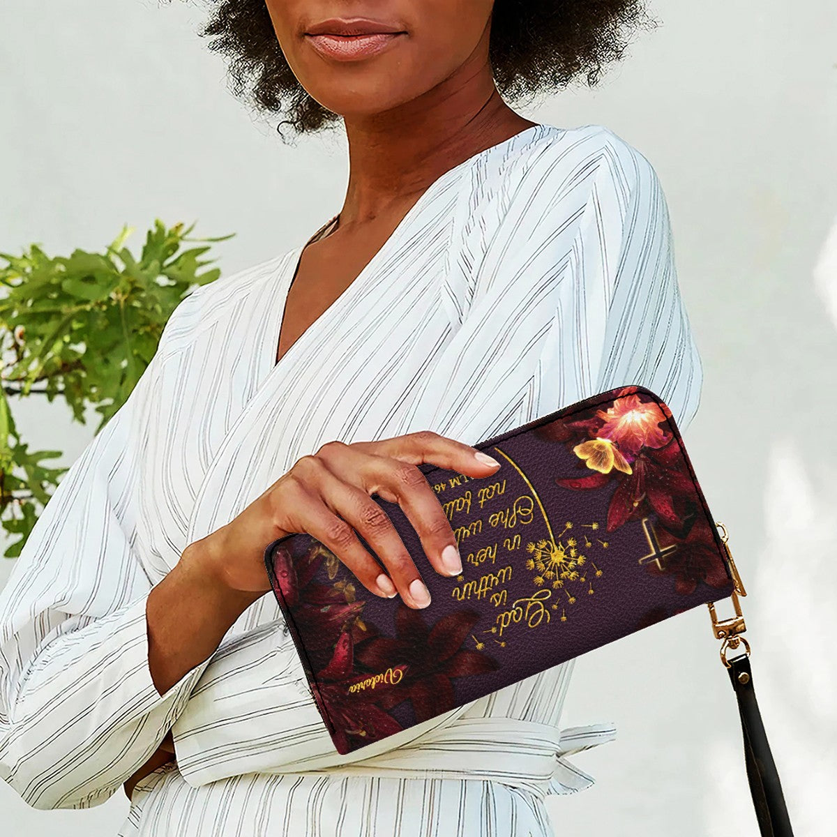 Set Personalized Leather Handbag With Long Wallet – Custom Name & Bible Verse | Burgundy Christian Gift for Women – CHRISTIANARTBAG