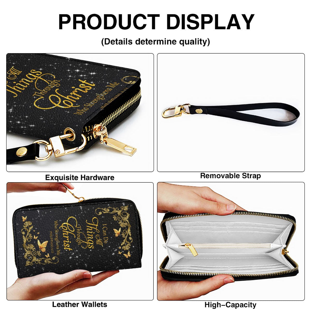 Personalized Christian Leather Handbag & Long Wallet Set | Custom Name & Bible Verse | ChristianArtBag CAB013126