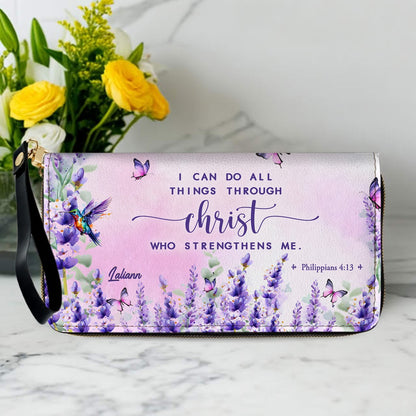 Custom Name Christian Leather Handbag with Matching Long Wallet - Scripture Verse Tote Bag, Inspirational Religious Gift for Women, Mother's Day CAB01042126