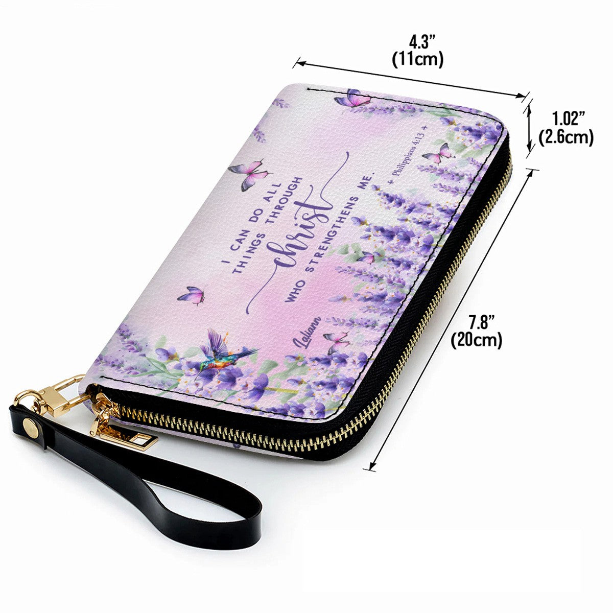Custom Name Christian Leather Handbag with Matching Long Wallet - Scripture Verse Tote Bag, Inspirational Religious Gift for Women, Mother's Day CAB01042126
