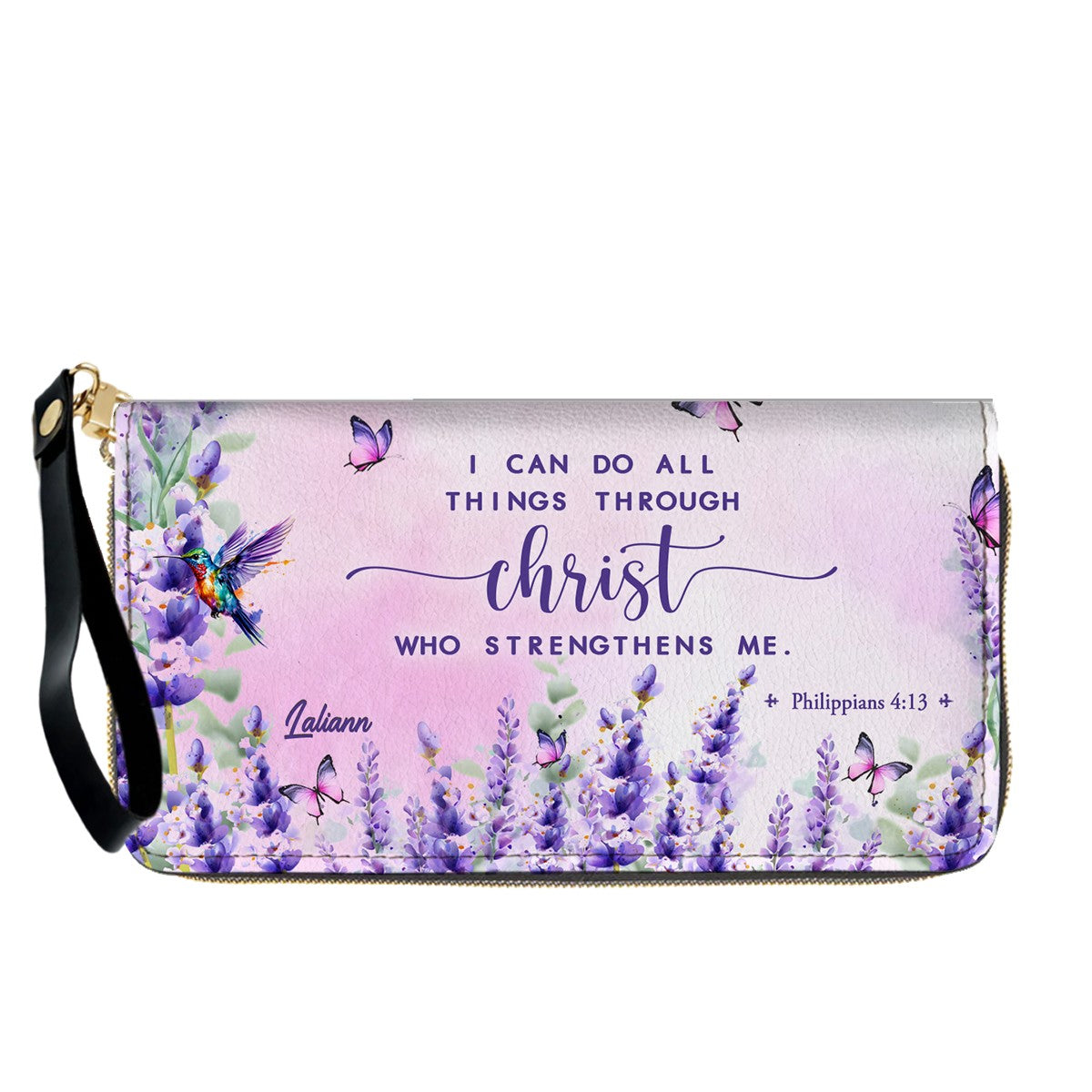 Custom Name Christian Leather Handbag with Matching Long Wallet - Scripture Verse Tote Bag, Inspirational Religious Gift for Women, Mother's Day CAB01042126