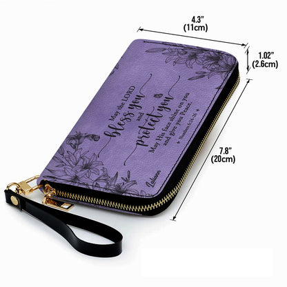 CHRISTIANARTBAG Personalized Purple Leather Bag - Custom Bible Verse Handbag - Floral Christian Gifts for Her - Numbers 6:24-26 Blessing Tote
