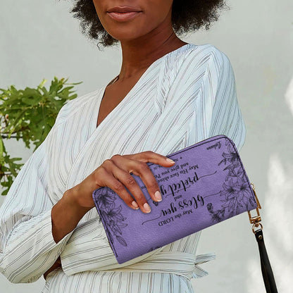 CHRISTIANARTBAG Personalized Purple Leather Bag - Custom Bible Verse Handbag - Floral Christian Gifts for Her - Numbers 6:24-26 Blessing Tote