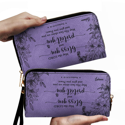 CHRISTIANARTBAG Personalized Purple Leather Bag - Custom Bible Verse Handbag - Floral Christian Gifts for Her - Numbers 6:24-26 Blessing Tote