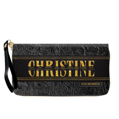 Personalized Leather Handbag & Wallet Set with Custom Name Bible Verses & Roman Numeral Date - CHRISTIANARTBAG CAB01030626