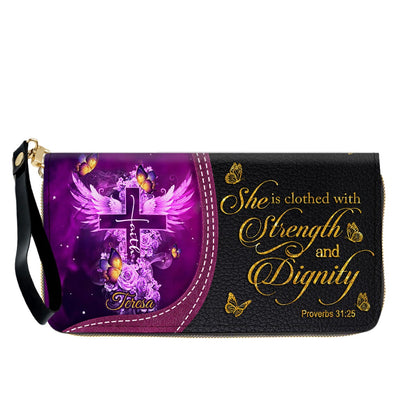 Personalized Christian Leather Handbag by CHRISTIANARTBAG - Custom Bible Verse Cross & Wings Design - Faith-Based Gift for Women CAB0141726