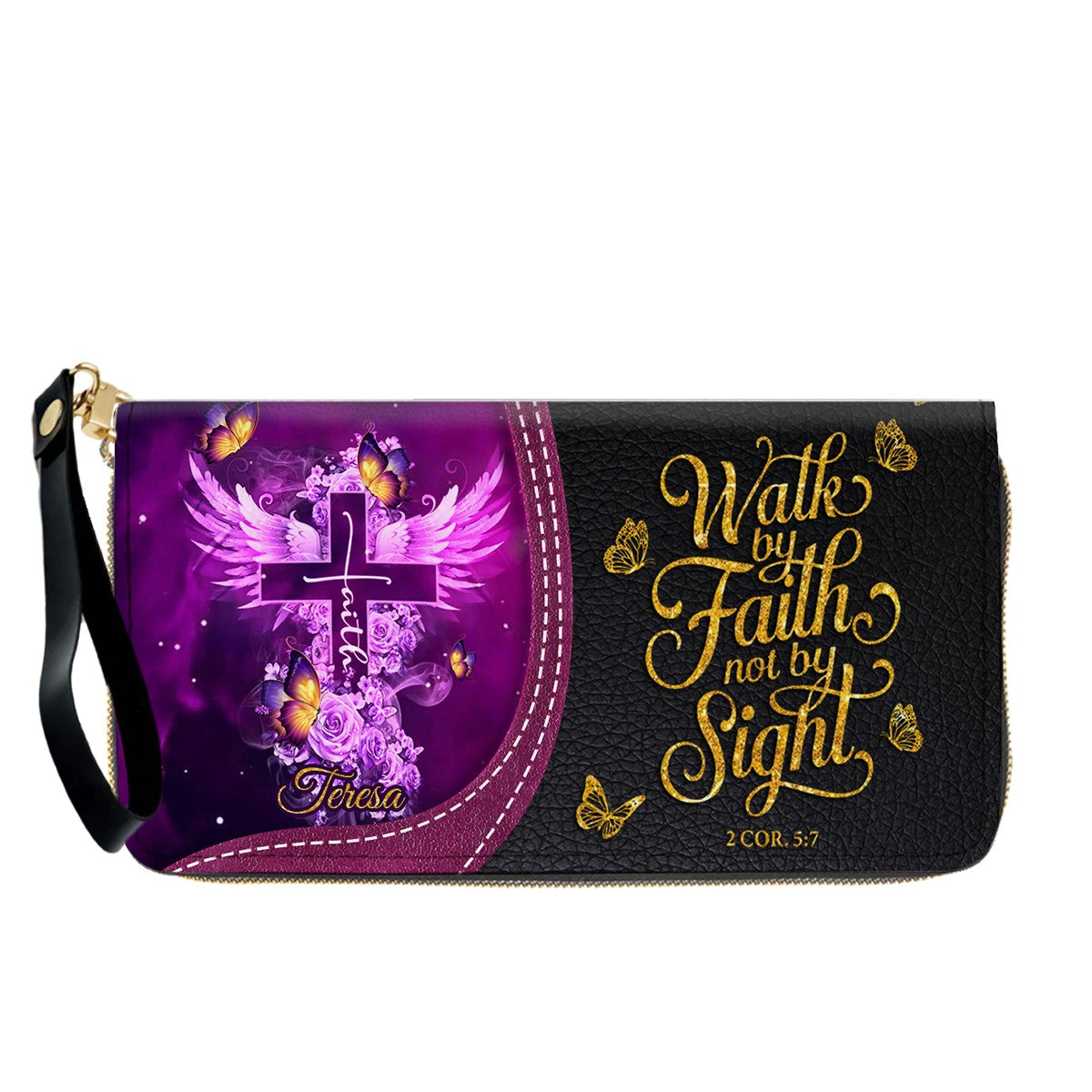 Personalized Christian Leather Handbag by CHRISTIANARTBAG - Custom Bible Verse Cross & Wings Design - Faith-Based Gift for Women CAB0141726