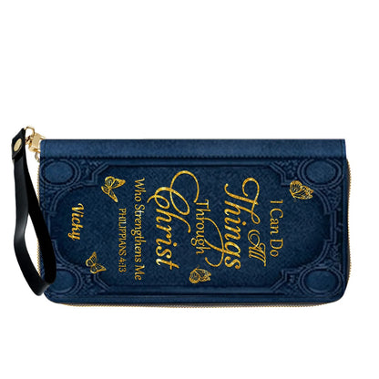 "I Can Do All Things" Inspirational Leather Bag & Wallet Set - Personalized Religious Gift - CHRISTIANARTBAG CAB0142326