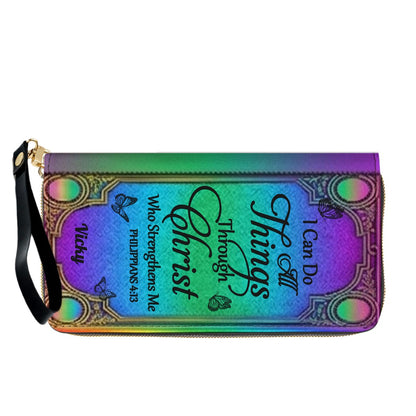 "I Can Do All Things" Inspirational Leather Bag & Wallet Set - Personalized Religious Gift - CHRISTIANARTBAG CAB0142326
