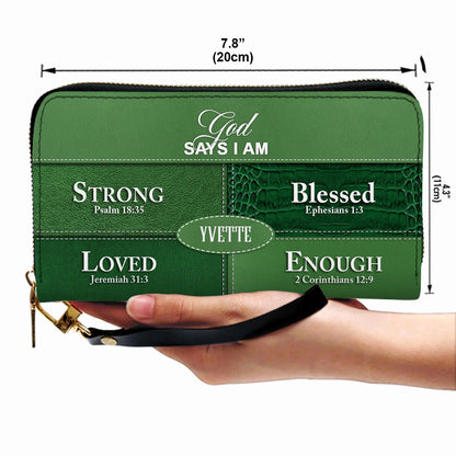 Personalized “God Says I Am” Leather Handbag for Christian Women – Custom Name & Color | CHRISTIANARTBAG 0111725