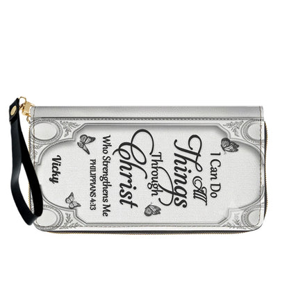 "I Can Do All Things" Inspirational Leather Bag & Wallet Set - Personalized Religious Gift - CHRISTIANARTBAG CAB0142326