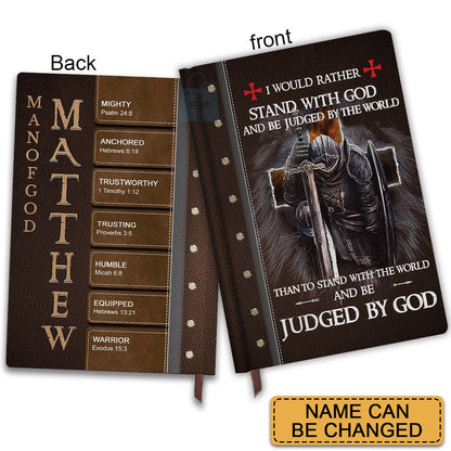 Personalized Leather Notebook – Custom Name with Bible Verses for Each Letter | Christian Gift for Men & Women