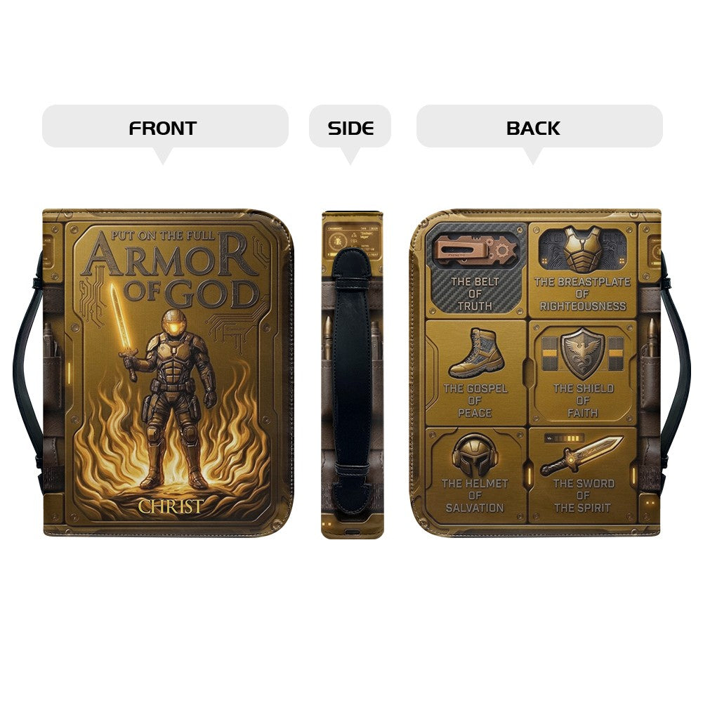 Personalized Bible Cover Armor of God | Custom Name Leather Bible Case with Handle | Christian Gift for Men Women | CHRISTIANARTBAG CAB01060926