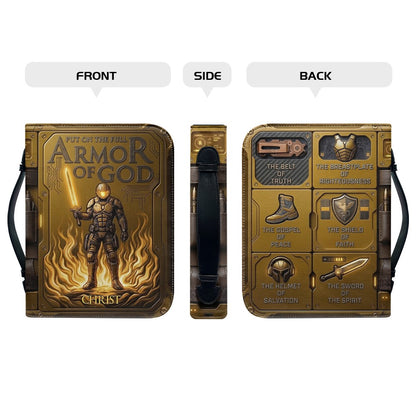 Personalized Bible Cover Armor of God | Custom Name Leather Bible Case with Handle | Christian Gift for Men Women | CHRISTIANARTBAG CAB01060926
