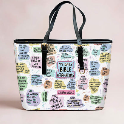 Christianartbag Handbags, My Daily Bible Affirmations Leather Bags, Personalized Bags, Gifts for Women, Christmas Gift, CABLTB06140823.