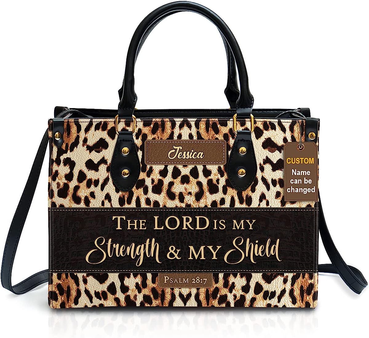 Christianartbag Handbags, The Lord Is My Strength & My Shield Psalm 28:7 Leather Bags, Personalized Bags, Gifts for Women, Christmas Gift, CABLTB01300723. - Christian Art Bag
