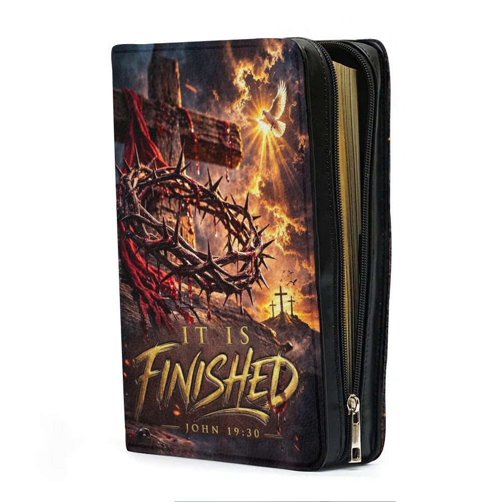 Personalized Bible Cover with Handle & Strap, Custom Name Christian Gift, It Is Finished John 19:30 Leather Bible Case, Religious Gift for Him Her CAB4826