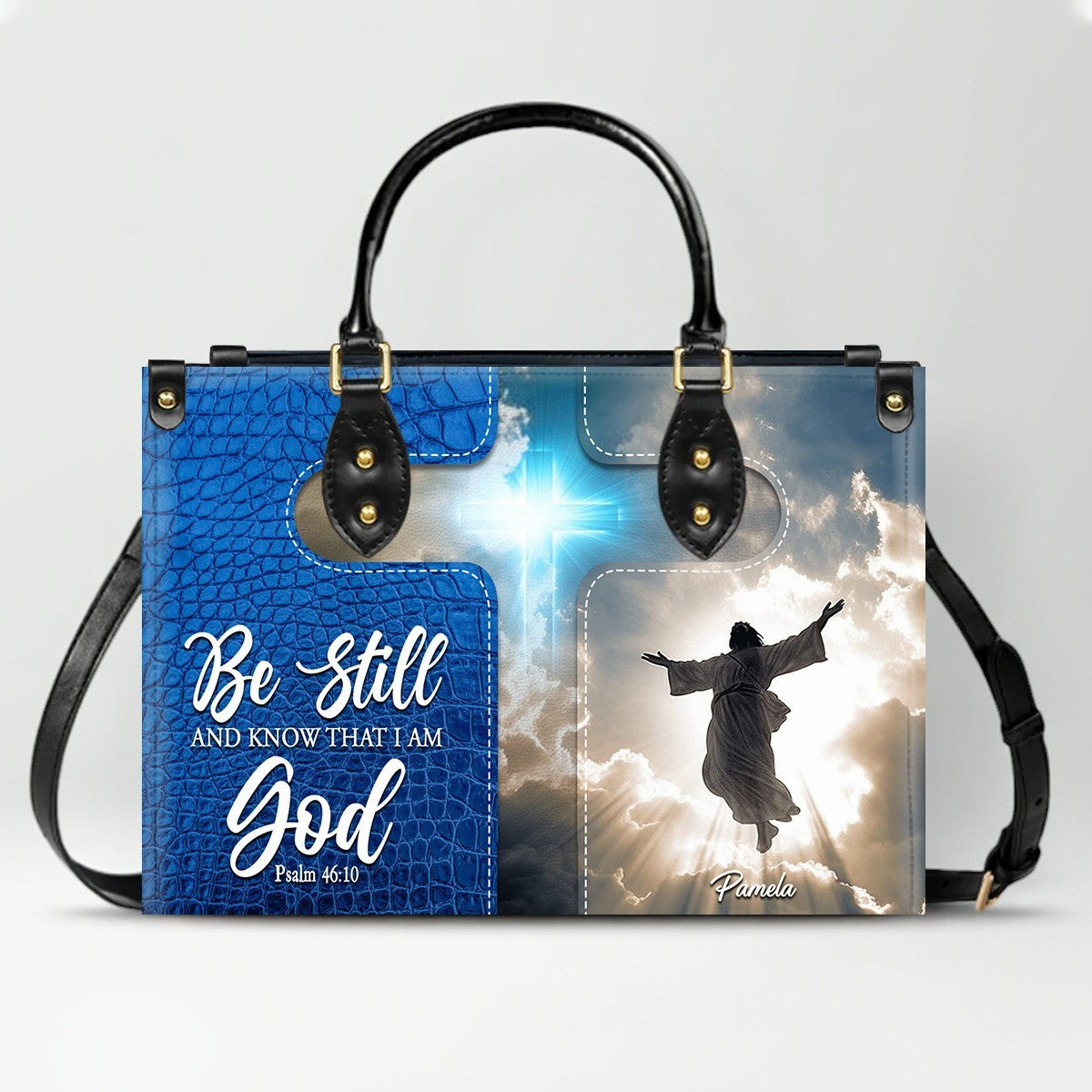 Personalized Leather Handbag for Women – Custom Name Christian Tote Bag with Bible Verse – CHRISTIANARTBAG