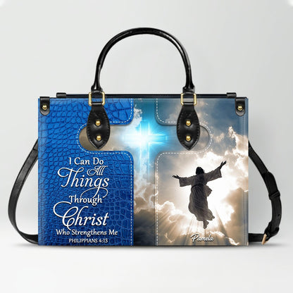 Personalized Leather Handbag for Women – Custom Name Christian Tote Bag with Bible Verse – CHRISTIANARTBAG