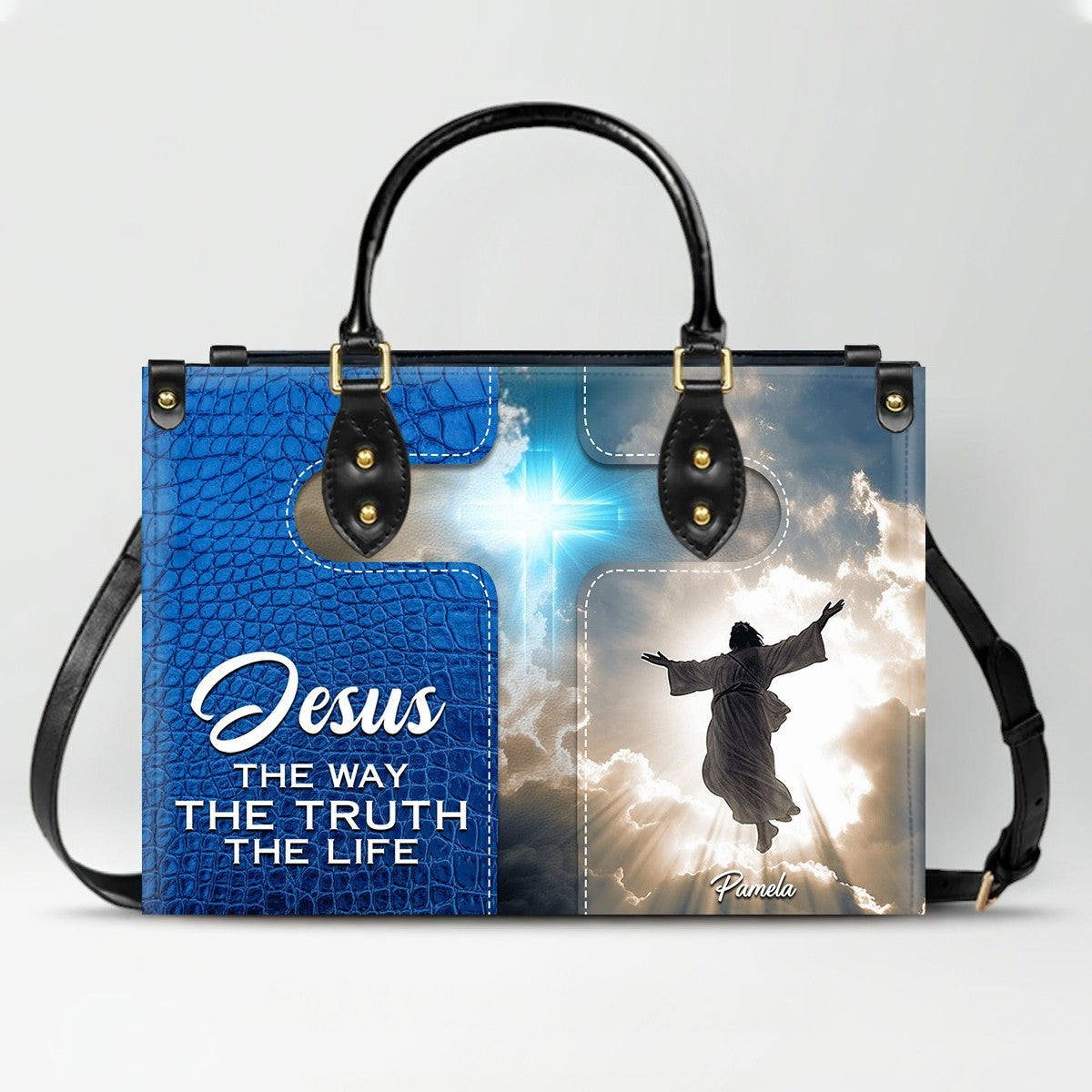 Personalized Leather Handbag for Women – Custom Name Christian Tote Bag with Bible Verse – CHRISTIANARTBAG