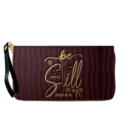 Personalized Be Still Psalm 46:10 Cross Leather Handbag for Women - CHRISTIANARTBAG | Custom Faith Purse in Pink CAB01101026