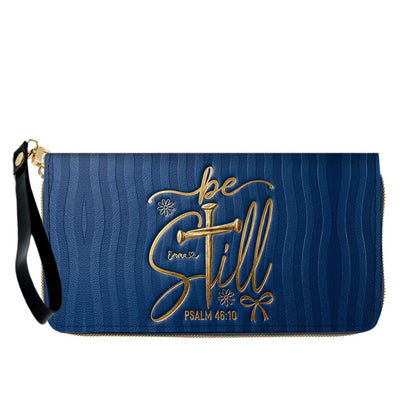 Personalized Be Still Psalm 46:10 Cross Leather Handbag for Women - CHRISTIANARTBAG | Custom Faith Purse in Pink CAB01101026