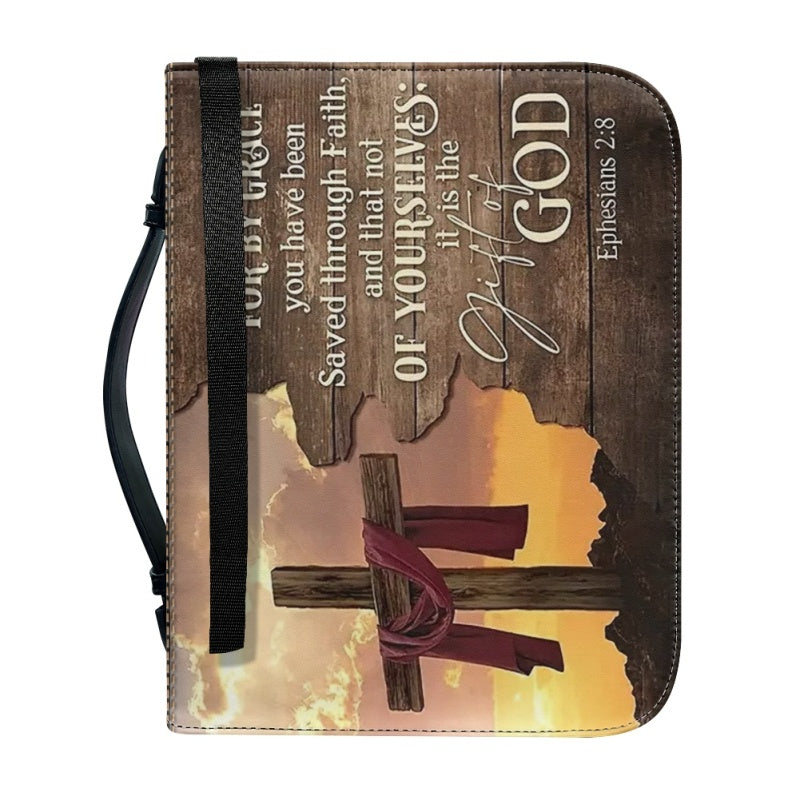 Christianartbag Bible Cover, For By Grace Bible Cover, Personalized Bible Cover, Christ Cross Dove Bible Cover, Christian Gifts, CAB10081123. - Christian Art Bag