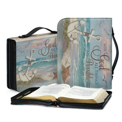 Christianartbag Bible Cover, With GOD All Things Bible Cover, Personalized Bible Cover, Anchor Key Sea Bible Cover, Christian Gifts, CAB14081123. - Christian Art Bag