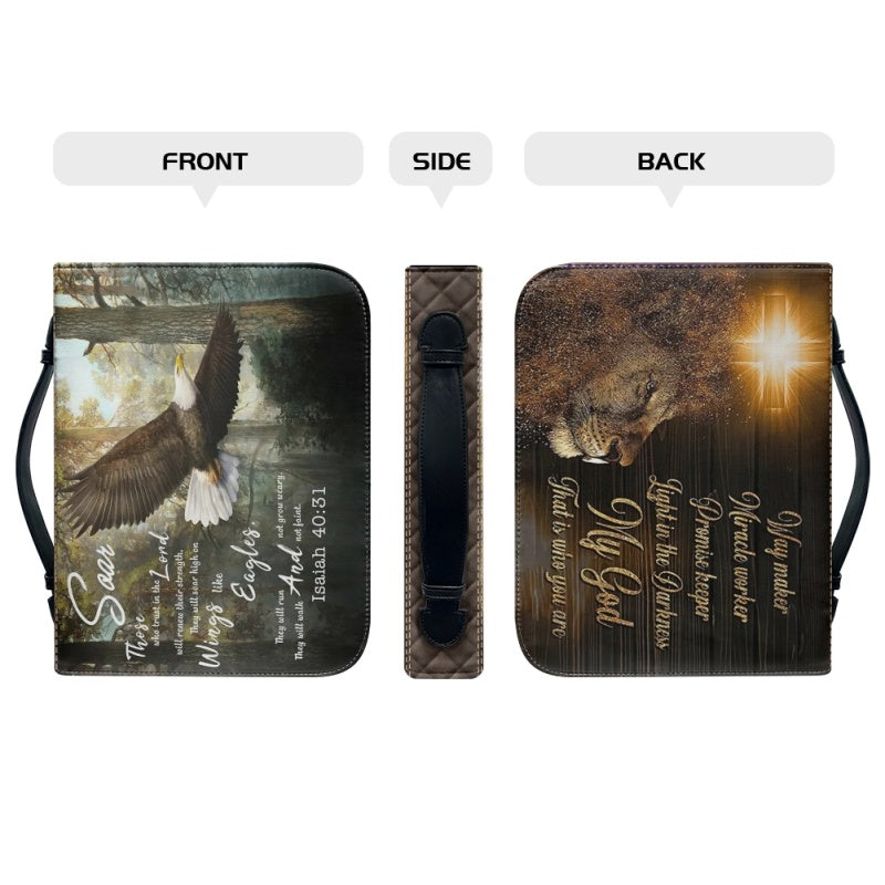 Christianartbag Bible Cover, Soar Those Who Trust In The Lord Isaiah 40:31 Bible Cover, Personalized Bible Cover, Eagle Cross Lion Bible Cover, Christian Gifts, CAB19081123. - Christian Art Bag