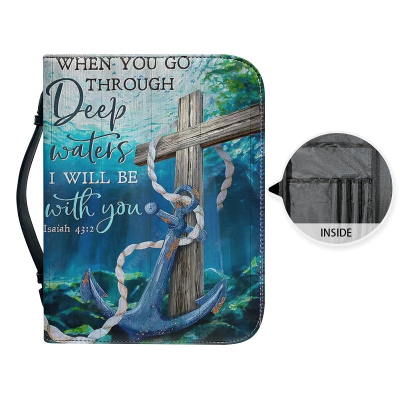 Christianartbag Bible Cover, When You Go Though Deep Waters Isaiah 43:2 Bible Cover, Personalized Bible Cover, Anchor Dragonfly Bible Cover, Christian Gifts, CAB20081123. - Christian Art Bag