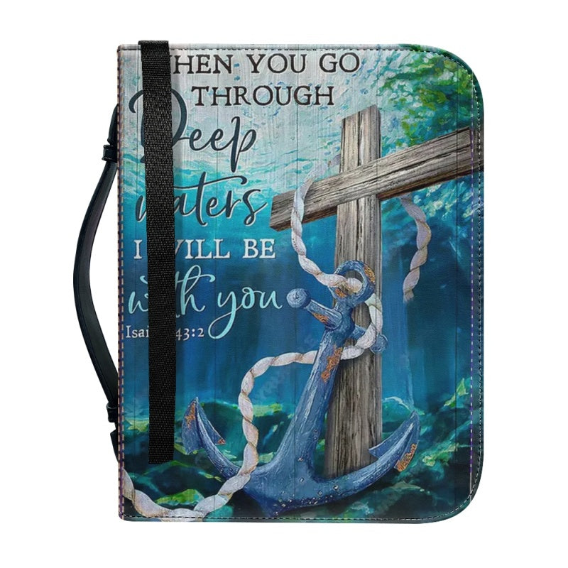 Christianartbag Bible Cover, When You Go Though Deep Waters Isaiah 43:2 Bible Cover, Personalized Bible Cover, Anchor Dragonfly Bible Cover, Christian Gifts, CAB20081123. - Christian Art Bag