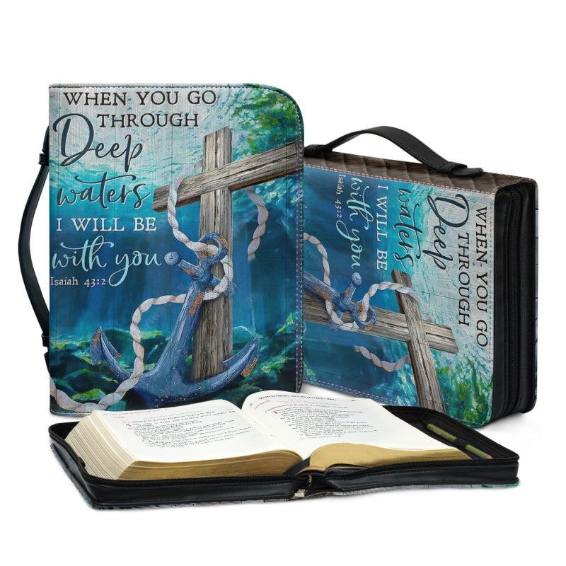 Christianartbag Bible Cover, When You Go Though Deep Waters Isaiah 43:2 Bible Cover, Personalized Bible Cover, Anchor Dragonfly Bible Cover, Christian Gifts, CAB20081123. - Christian Art Bag