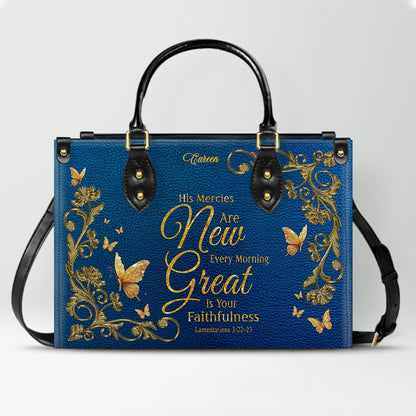 CHRISTIANARTBAG Handbags - His Mercies Are New Every Morning - Custom Bible Verses Name & Color - Personalized Leather Handbag - CABLTB01112925