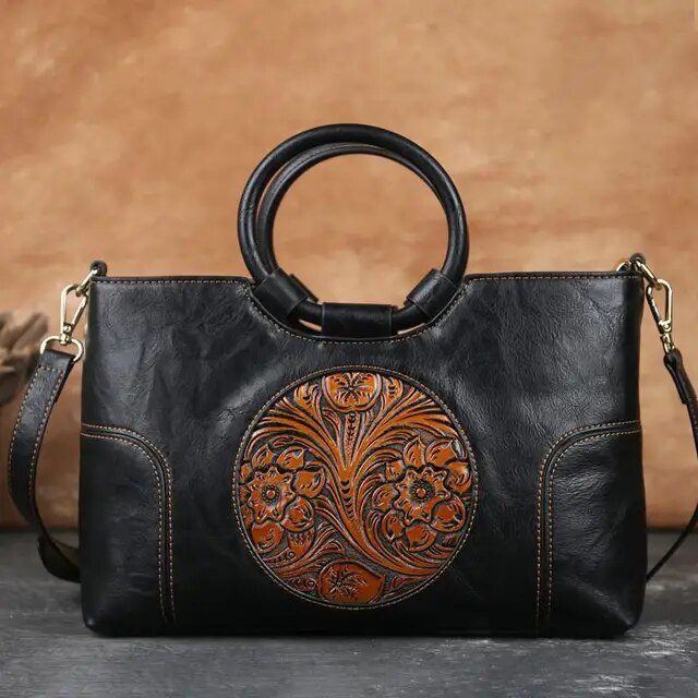 Christianartbag Handmade Leather Bag New Retro Handmade Embossed Shou Christian Art Bag