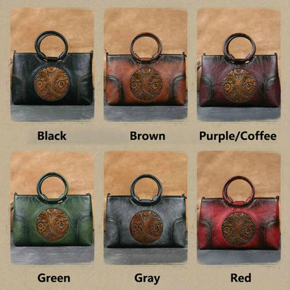 Genuine Leather Satchel Purse For Women - Vintage Crossbody & Shoulder Bag, Handmade (Coffee Brown)