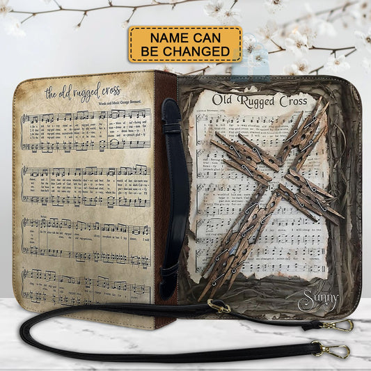 Personalized Bible Cover – Old Rugged Cross Hymn | Christian Gift for Men & Women | Custom Name Option | CHRISTIANARTBAG