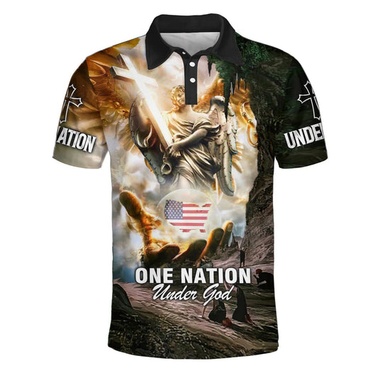 Christianartbag Polo Shirt, One Nation Under Jesus Christ Polo Shirt, Christian Shirts & Shorts, CAB01120923. - Christian Art Bag